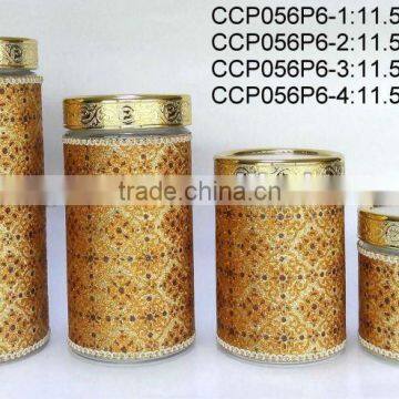 CCP056P6 glass jar with leather casing