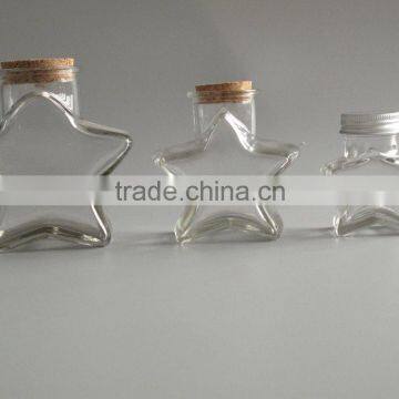 star shape glass wishing bottle with cork, gift jars