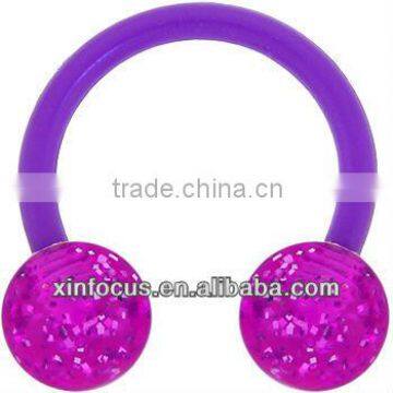 BIOPLAST Purple GLITTER Circular Horse Shoe acrylic CBR ring body jewelry