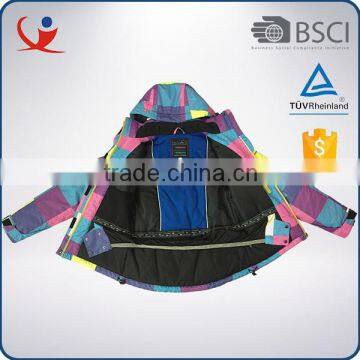 Fashion Winter Windproof Waterproof Nylon Colorful Jacket Ski Woman