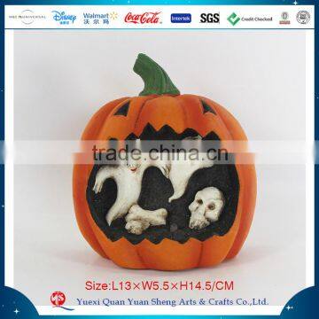 Customized Polyresin Wholesale Artificial Resin Halloween Pumpkin Candle Light Holder