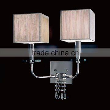 Silver Silk Lampshade Crystal Wall Lamp Lighting Fixture United States America UL CL-8105-2