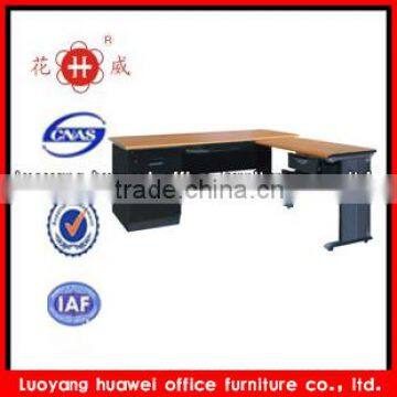 Modern multifunction luxury L-Type steel K-D office desk with multi drawers