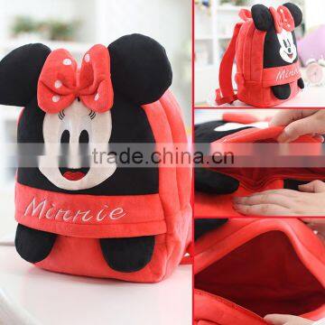 25*19cm(S)/35*28cm(L) lovely customzied red Minnie plush animal cartoon backpack for children