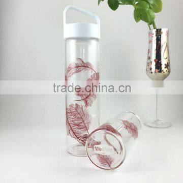 350ML Mochic Printing Borosilicate Glass Water Bottle