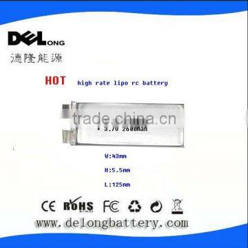 China OEM/ODM new type of 2600/2500mah cells lipo rc battery 5543125 for RC power tools