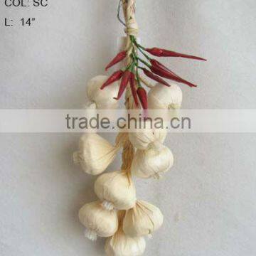 2013 New Artificial Fruits Fake Garlic 14 inch Artificial Maize Peel Garlic With Chilli String