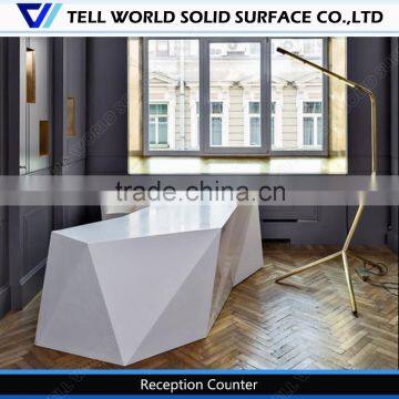 Beauty white curve reception desk with diamond surface