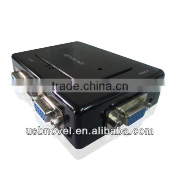 black 5V/1A 2 ports VGA splitter 250MHZ with on/off for desktop PC or laptop/ notebook PC