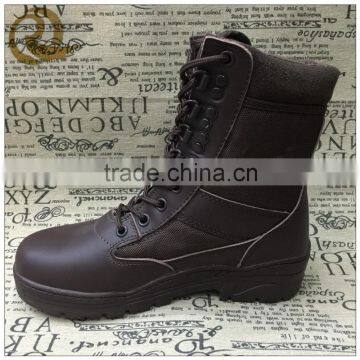 Brown combat military army boots genuine leather with zipper