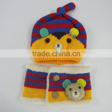 New Arrival Kids Knitted Hats With Neck Warm Baby Winter Warm Hat Children Crochet Hat