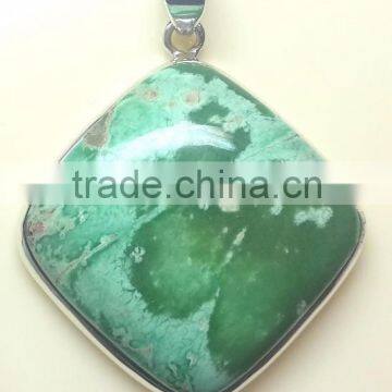 Variscite Cushion Cabochon Pendants, Designer 925 Solid Sterling Silver Pendants, Fashionable Freefrom Pendant