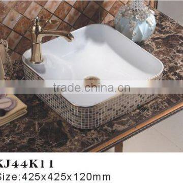 KJ44K11 Above mount vanity ceramic shape bathroom washing basin