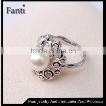 adjustable freshwater pearl ring size 925 silver wholesale