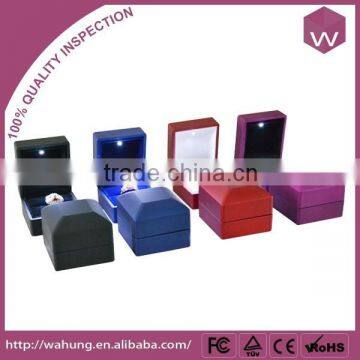 Square Plastic Led Light Jewelry Ring Box With Custom Logo