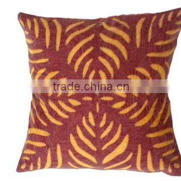 RTHCC- 86 Brown Yellow Hand Crafted Designer Applique Cut Work Cotton Kantha Stitch cushion covers Christmas Home Decor