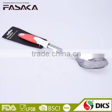 TSY003-SLS Stainless steel Slotted spoon with PP + TPR handle tie card packing kitchen stainless steel utensils