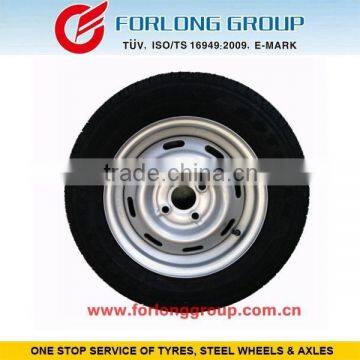 ECE and TUV certificate complete trailer wheels 145/80R13 4X100