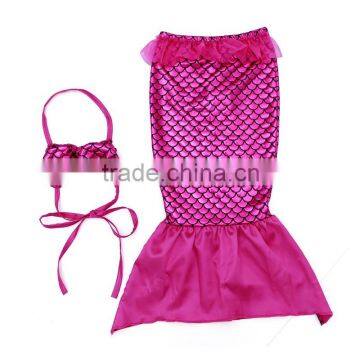 fashion clothing 2016 hot pink sequin mermaid set two piece mermaid swim suit