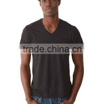 Custom round neck plain black cotton mens fitted blank t-shirts