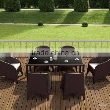 Poly rattan dining set furniture (1.2mm aluminum frame with powder coated, with 250gr polyeste fabric)