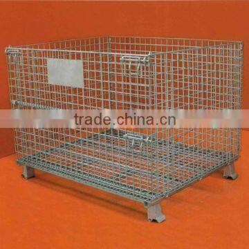 Foldable and Stackable Warehouse Metal Cage Container