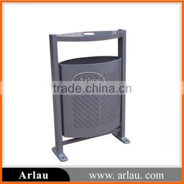 BS01c Arlau Durable Single Outdoor Metal Trash Bin With Ashtray photo-2