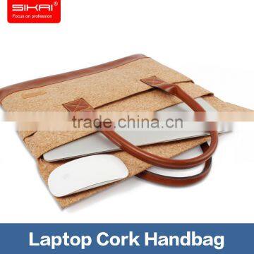 Sikai Patent Water Proof Environmental Wooden Smooth HandBag For Universal Laptop Tablet Cork Briefcase With Leather Strap photo-2