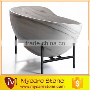 luxuxy white marble oval free standing bathtub