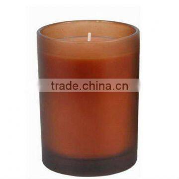 Plant aroma pillar candle in frosted glass