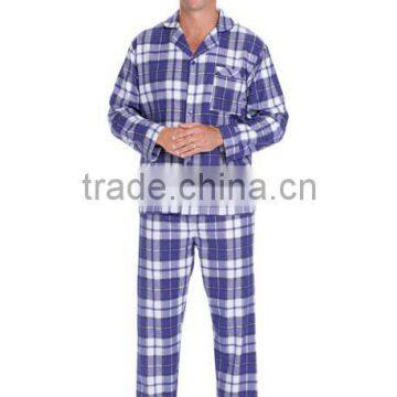 Factory Price Mens Polar woven flannel plaid Pyjamas, Button Closed Pajama Sleepwear Pajamas