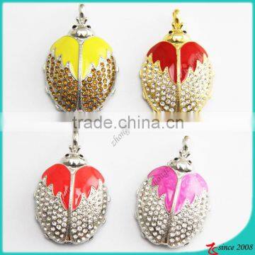 Luxury Rhinestone Alloy Women Car or Bag Ladybug Keychain Gift