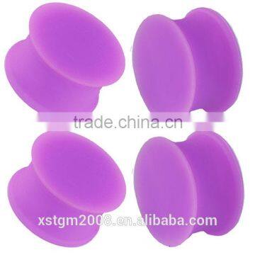 Solid Pink Silicone Ear Tunnel Plug Piercing Jewelry ( Pink, Purple)