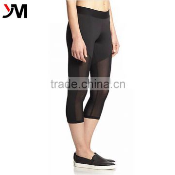 Mesh Panel Capri Legging Women Workout Yoga Pants