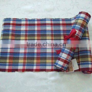 Check and stripe place mat and table runner