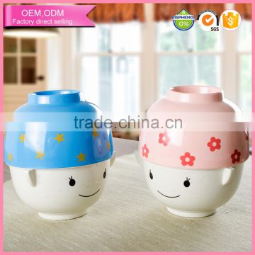 2016 cute smiling face baby bowl set round shape