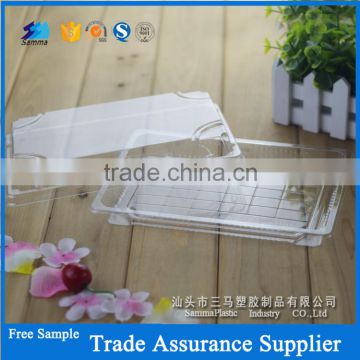 SM1-1108-Clear Disposable rectangular plastic food tray with lid