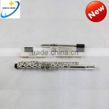 16 holes closed key silver plated flute for children double mouthpiece