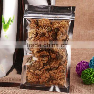 Transparent Aluminium foil tea bag with zipper top for wholesale