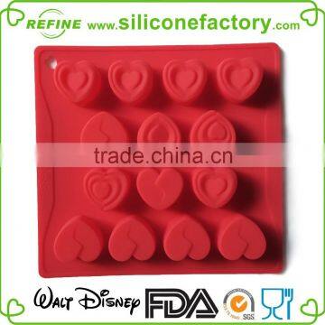 DGCCRF food grade custom Valentine heart shape silicone ice cube tray