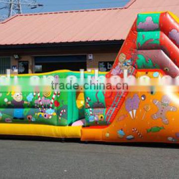 Outdoor gaint adults and kids inflatable candy obstacle course cheap sale for event