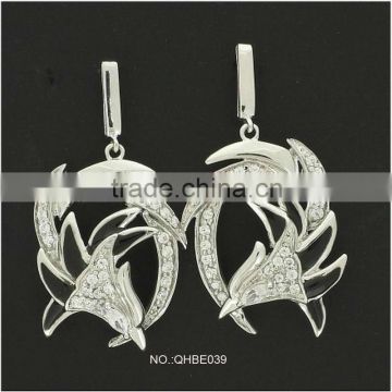 QHBE039 Cz Jewelry Newest Design Fashion Stye 925 Sterling Silver Earrings