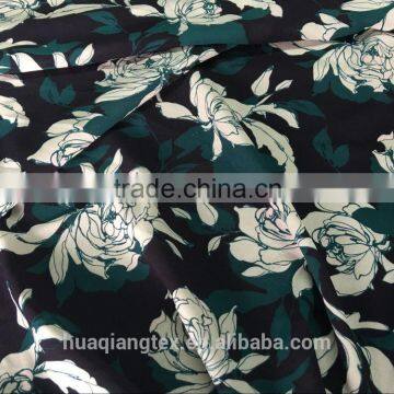 white floral printed silk stretch chiffon fabric for women one piece dress