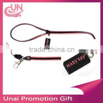 Customized Zipper Neck Lanyard With Hook and Phone Stap