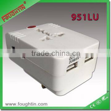 USB ADAPTOR SOCKET 13A MULTI SOCKET ADAPTOR WITH LIGHT AND 2 USB 2.4A