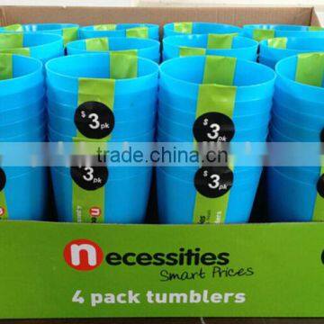 Tumblers PP 4PC (Blue 306C) in display box paking #TG1002EG