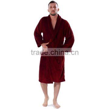 China supplier men's 100% polyester bath robe sleeping robe