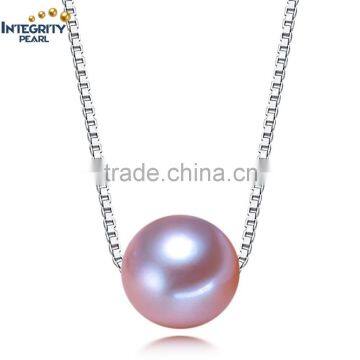 2016 new fashion 9-10mm round purple freshwater jewel pearl pendant 925