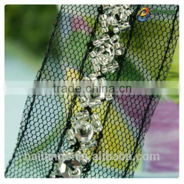 Hot sale handmake crystal beaded bridal lace trim in 2016