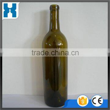 750ML ANTIQUE GREEN CHEAP GLASS WINE BOTTLE CORK TOP